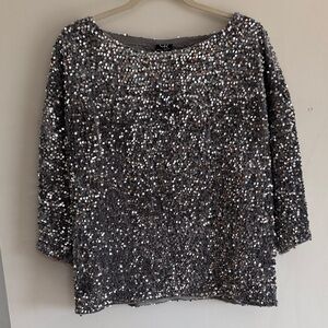 Glitter Sequin Pullover Sweater - Gray
